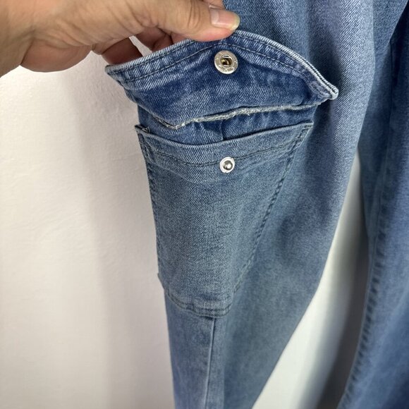 KanCan Women's 7/27 Bootcut Cargo Denim Jeans Blue Inseam 31.5" - Picture 5 of 15